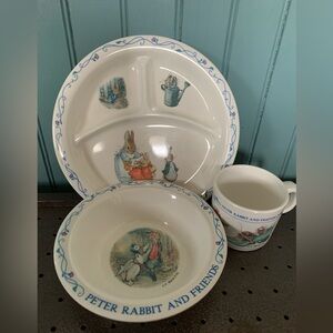 Vintage Peter Rabbit & Friends 3 Piece Melamine Set Beatrix Potter Eden